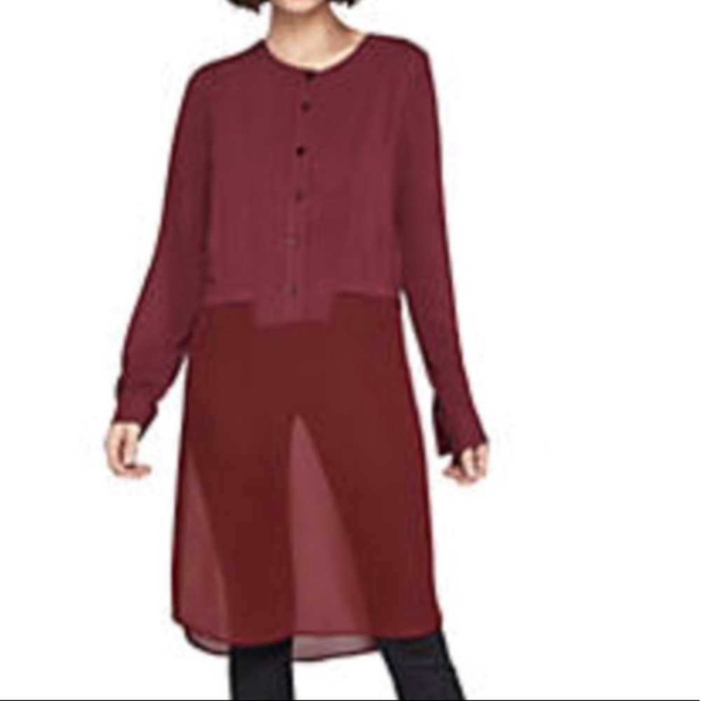 BCBG sheer button top blouse Small